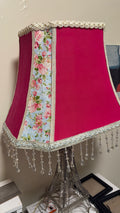 Handcrafted Rose Lampshade with Crystal beaded fringe
