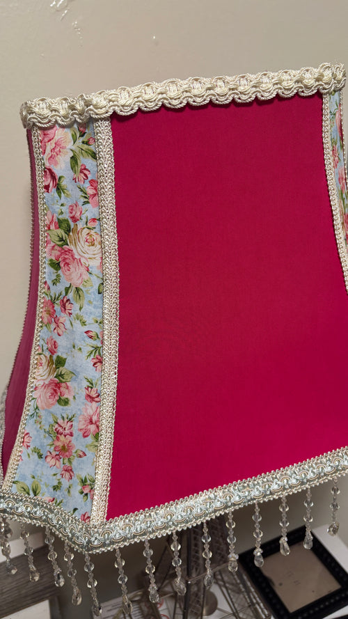 Handcrafted Rose Lampshade with Crystal beaded fringe