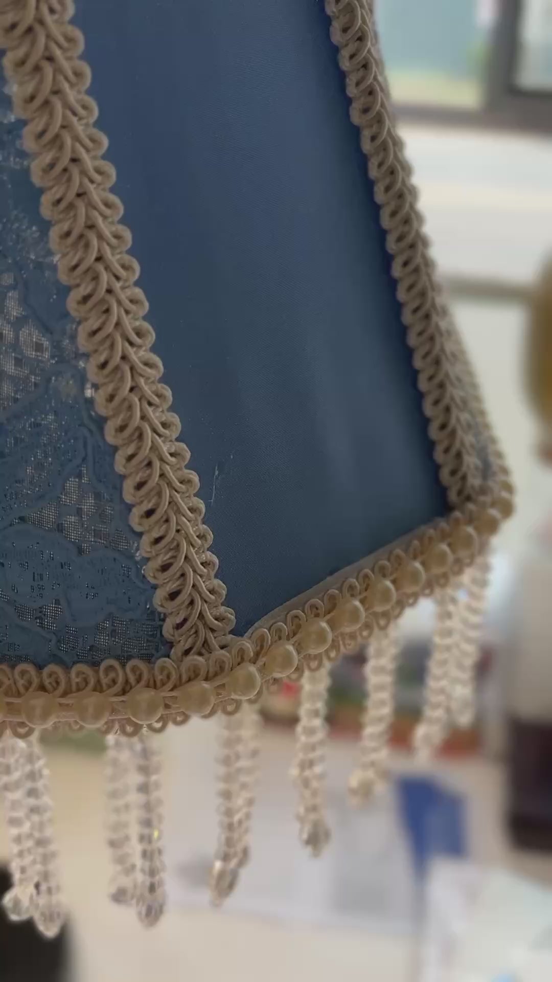 Gorgeous blue and flowered lace lampshade